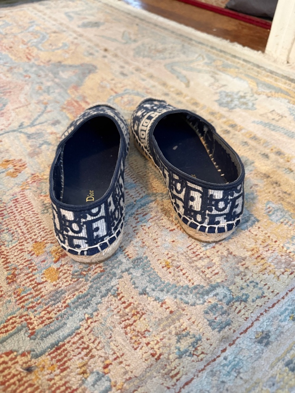 Dior Navy and Cream Logo Espadrilles - Picture 5 of 9